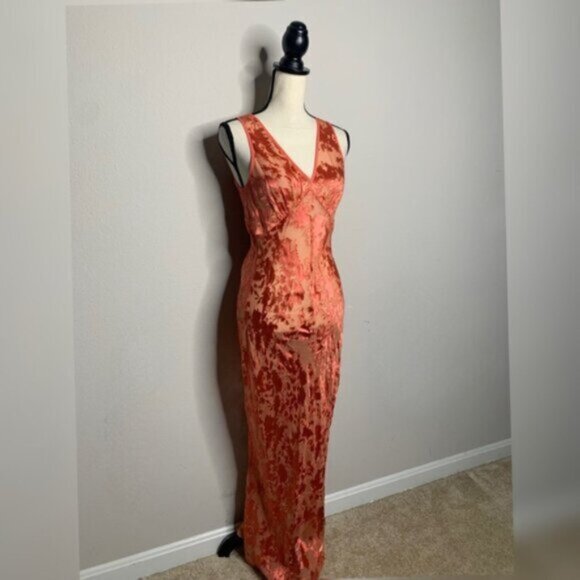 NWT Rollas Anthropologie Eliza Peach Sheer Midi/Maxi Dress - Picture 6 of 13